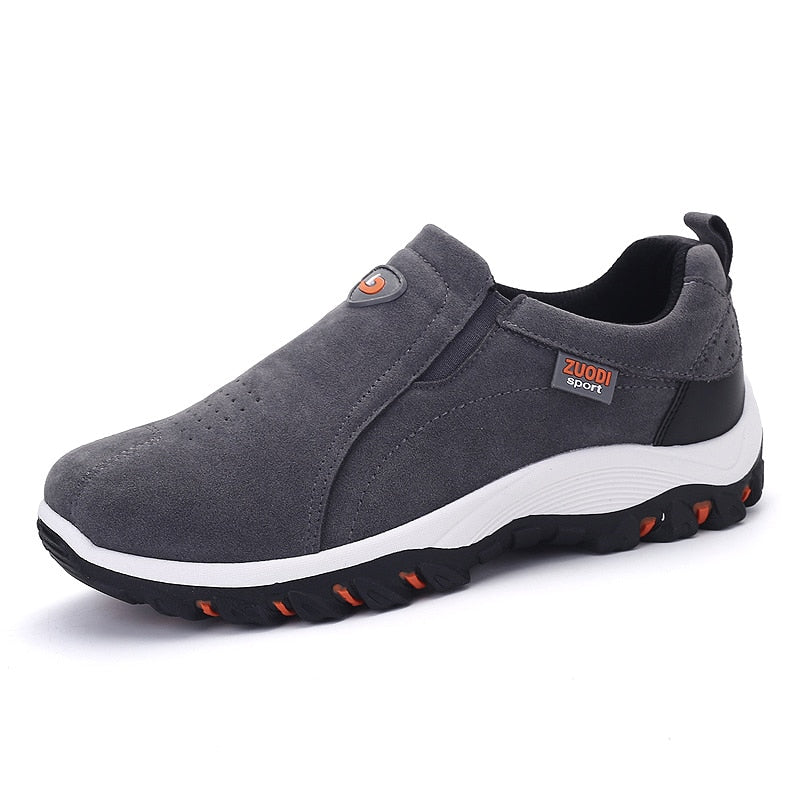 Slip-On Suede-Touch Walking Sneakers with Grip Sole