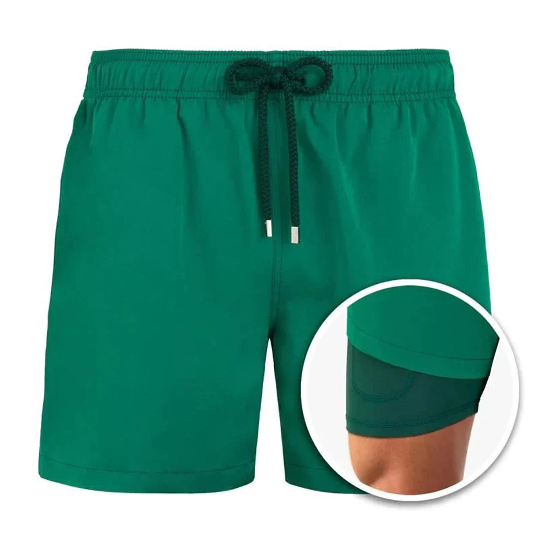 Tropical Print Quick-Dry Swim Shorts with Inner Lining