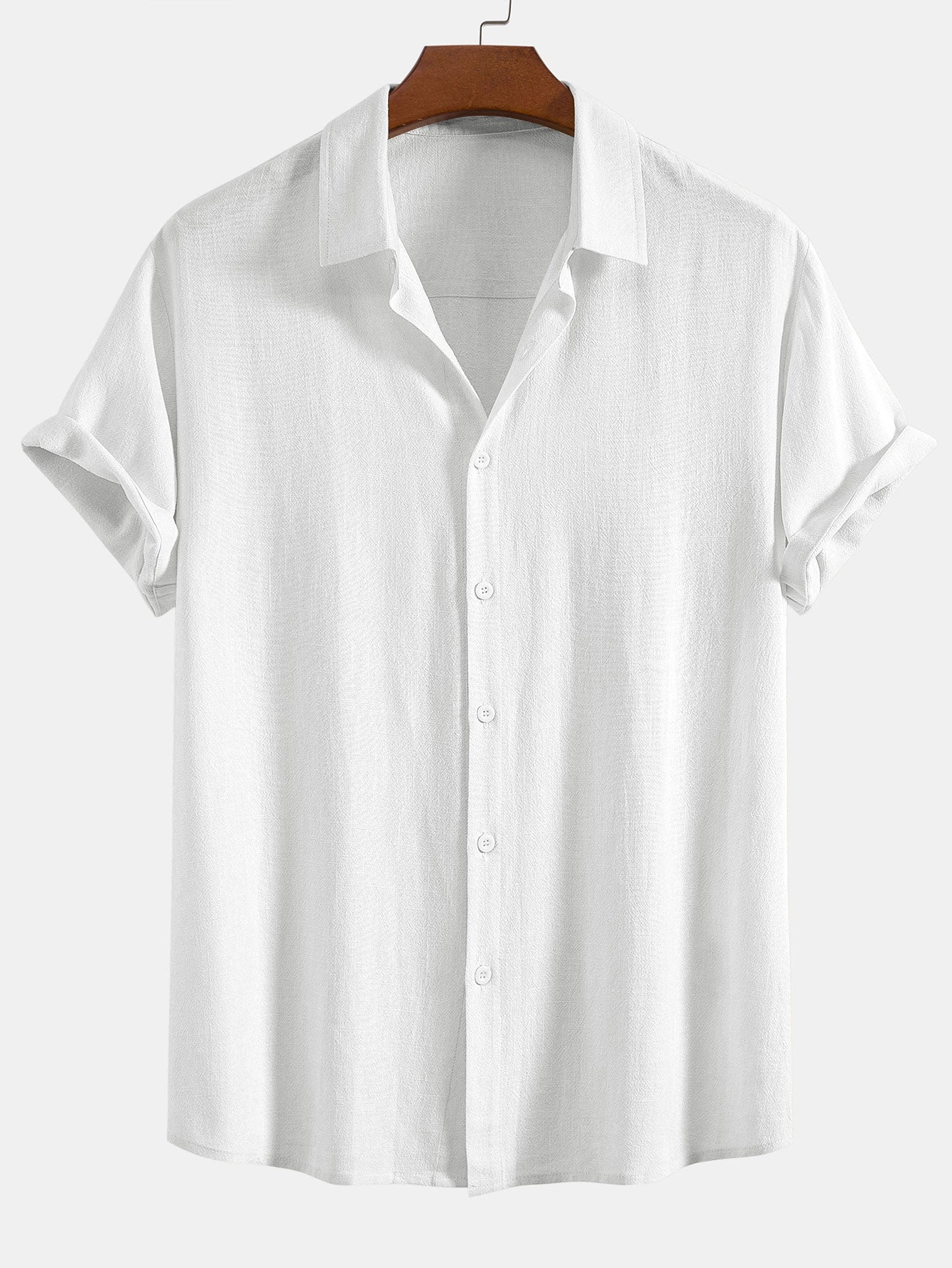 Chemise à manches courtes en mélange de lin avec col classique