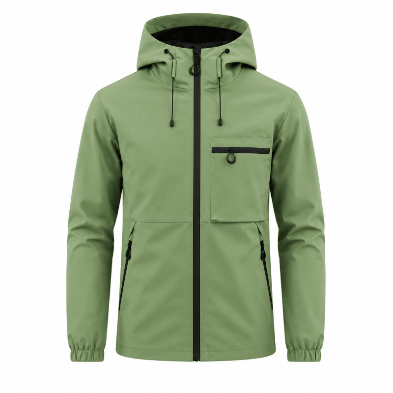 Men's Hooded Lightweight Shell Jacket with Chest Pocket