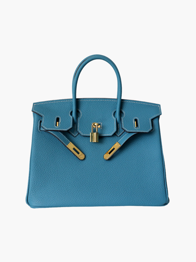 Structured Turn-Lock Tote Bag with Padlock Detail