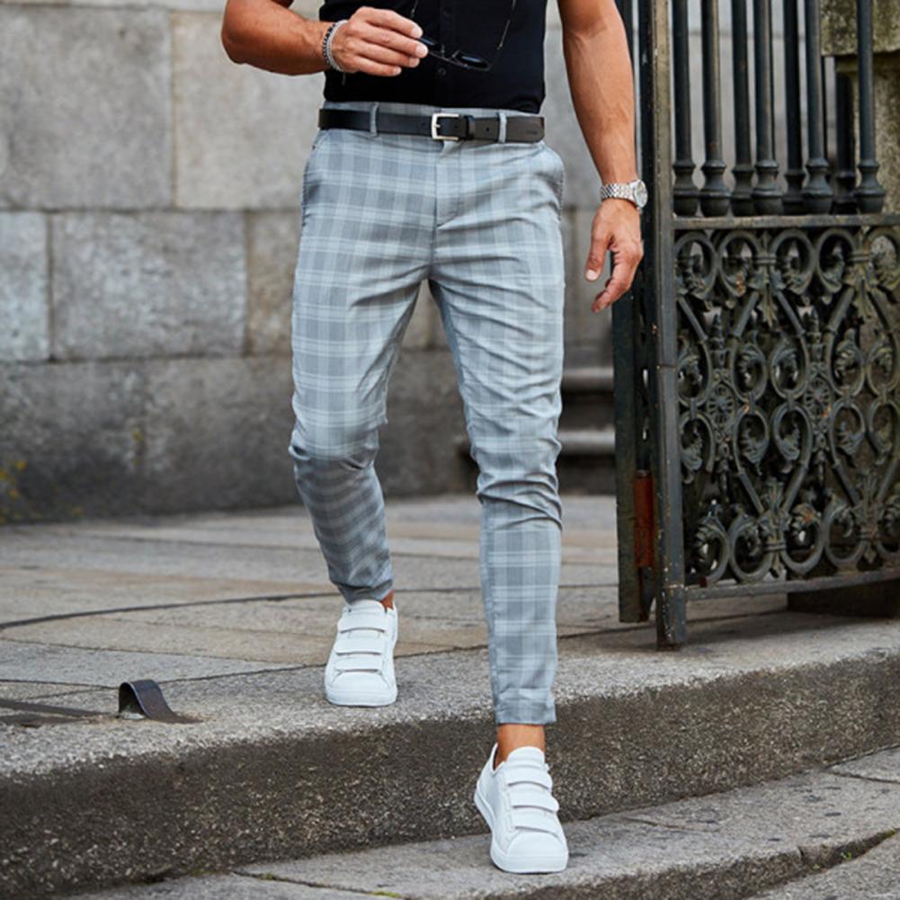 Slim Fit Check Chino Trousers with Tapered Leg
