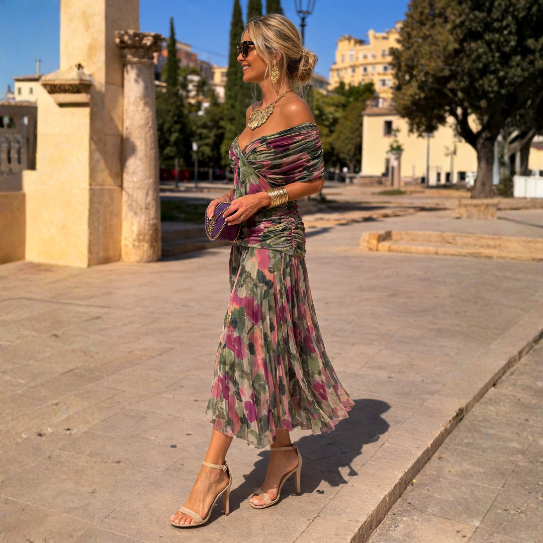 Flowy Wrap Maxi Dress with Draped V-Neckline