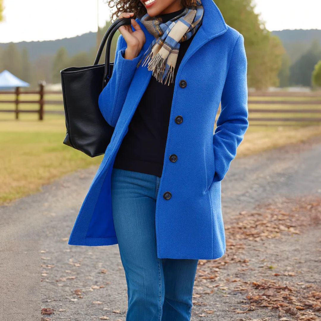 Women's Wool Blend Button-Up Longline Coat