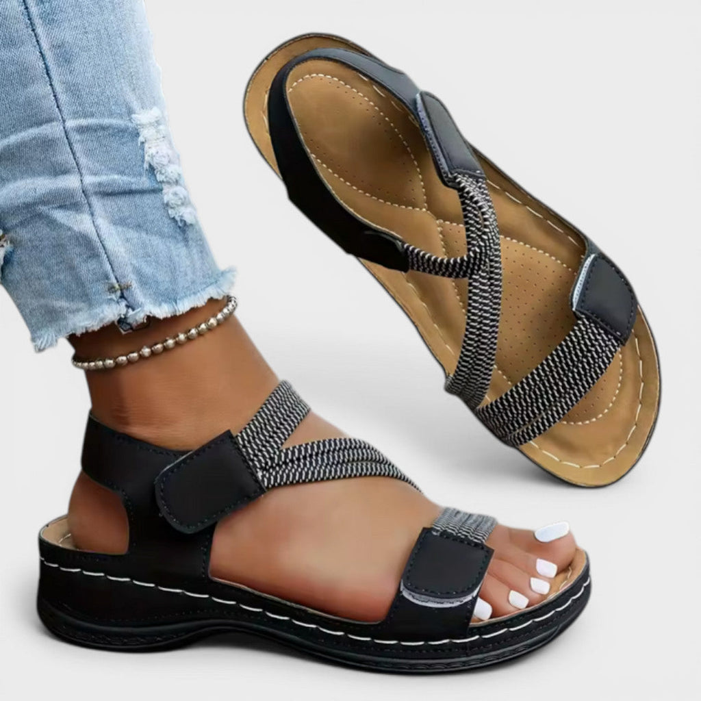 Adjustable Cross-Strap Comfort Wedge Sandals