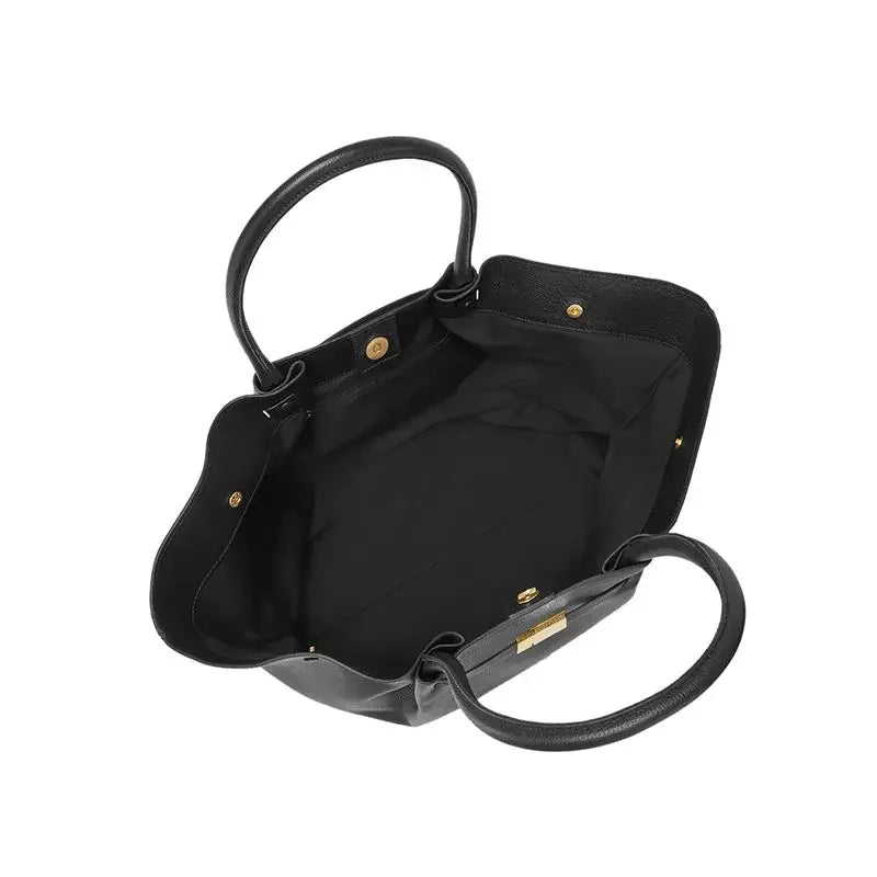 Structured Winged Tote Bag with Gold Clasp