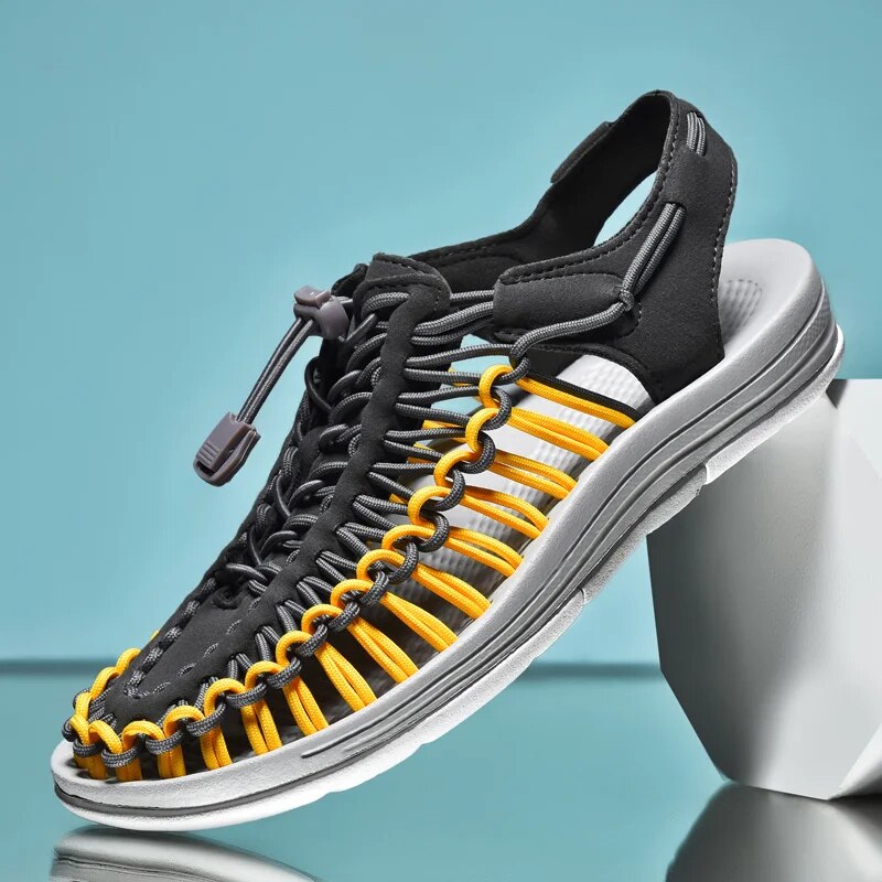 Woven Cord Closed-Toe Sport Sandals with Grip Sole