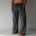 Relaxed Linen Blend Drawstring Trousers for Men