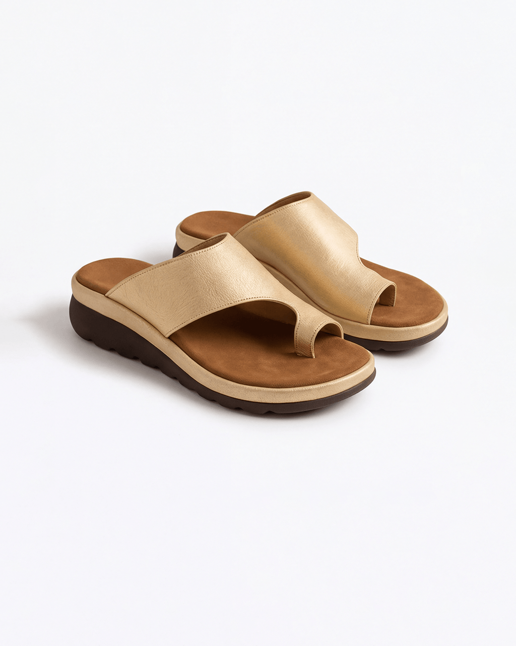 Metallic Toe Loop Platform Slide Sandals