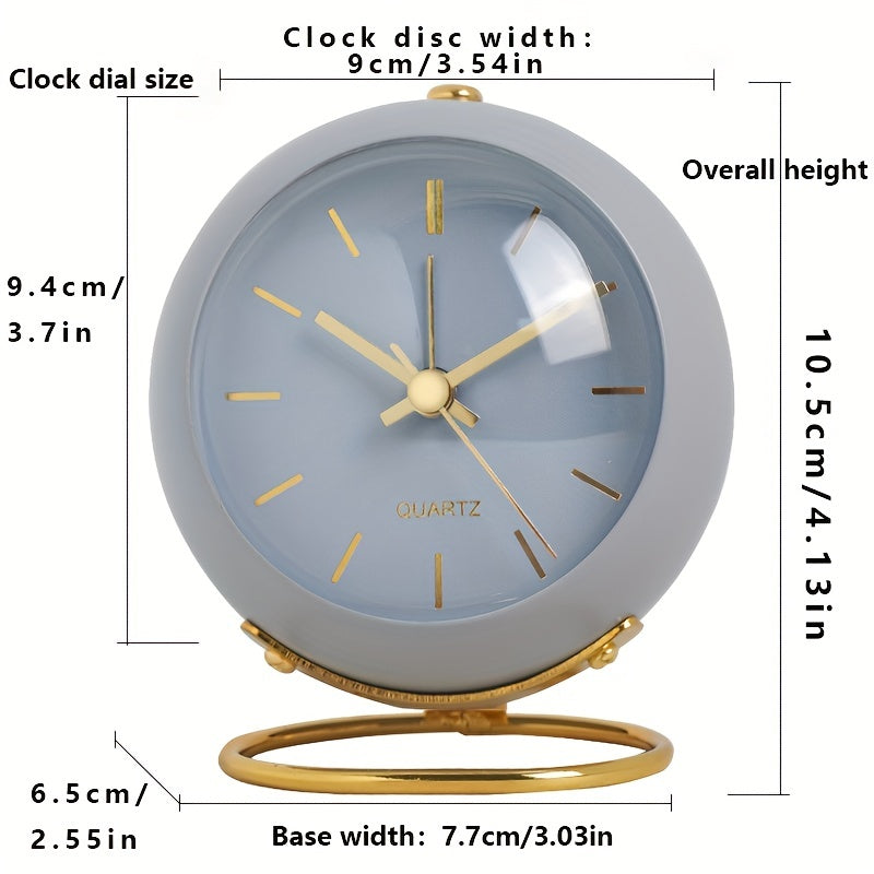 Round Quartz Desk Clock with Gold Ring Stand