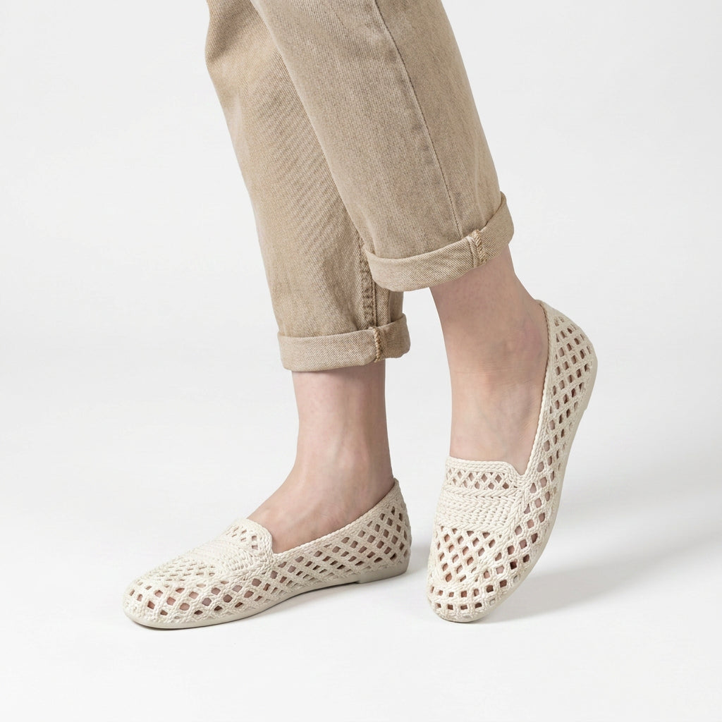 Woven Cutout Slip-On Ballet Flats