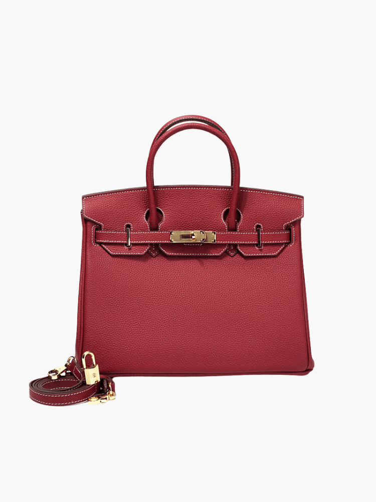 Structured Turn-Lock Tote Bag with Padlock Detail