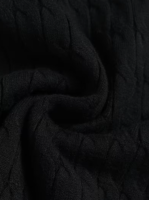 Men's long-sleeve cable knit polo sweater with Johnny collar