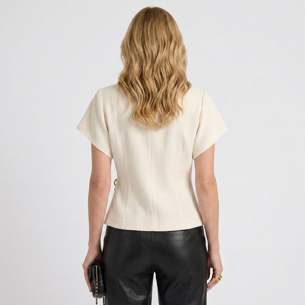 Women’s Wrap Front Top – V Neck Cap Sleeve Blouse Style