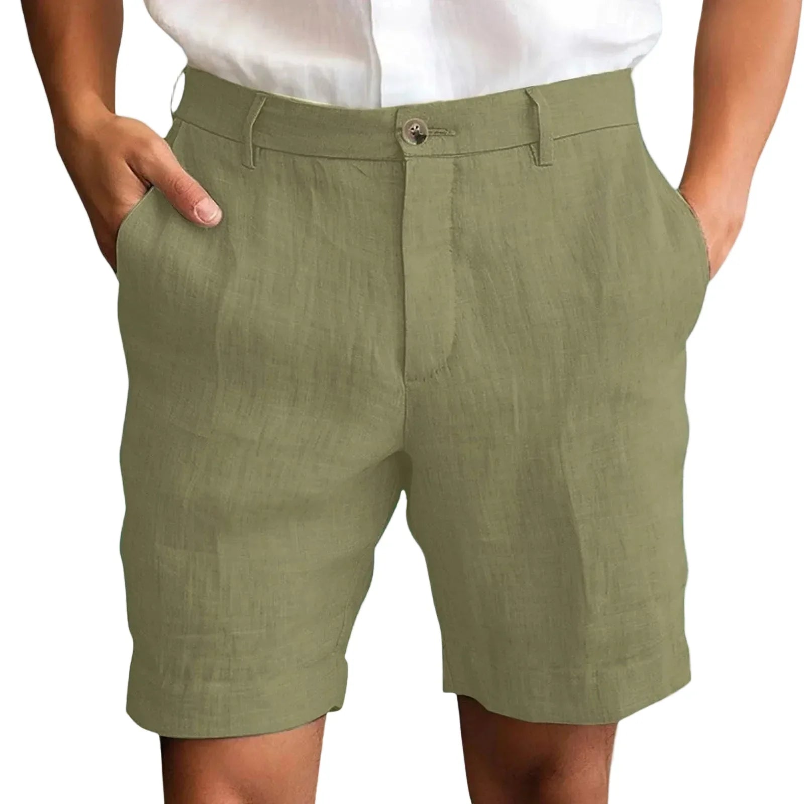 Tailored Fit Textured Shorts with Button Fly Closure