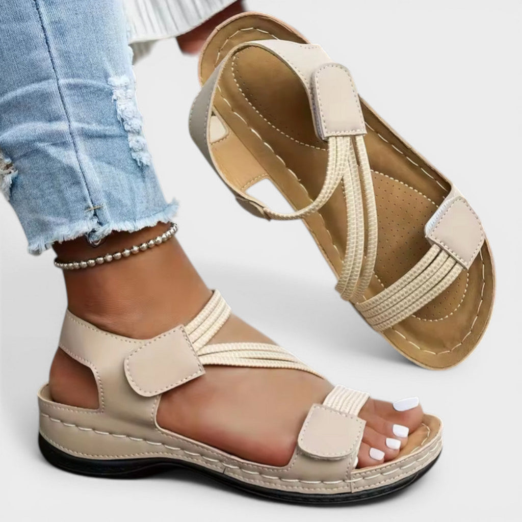 Adjustable Cross-Strap Comfort Wedge Sandals