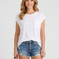 Relaxed Cap Sleeve Top with Chest Pocket