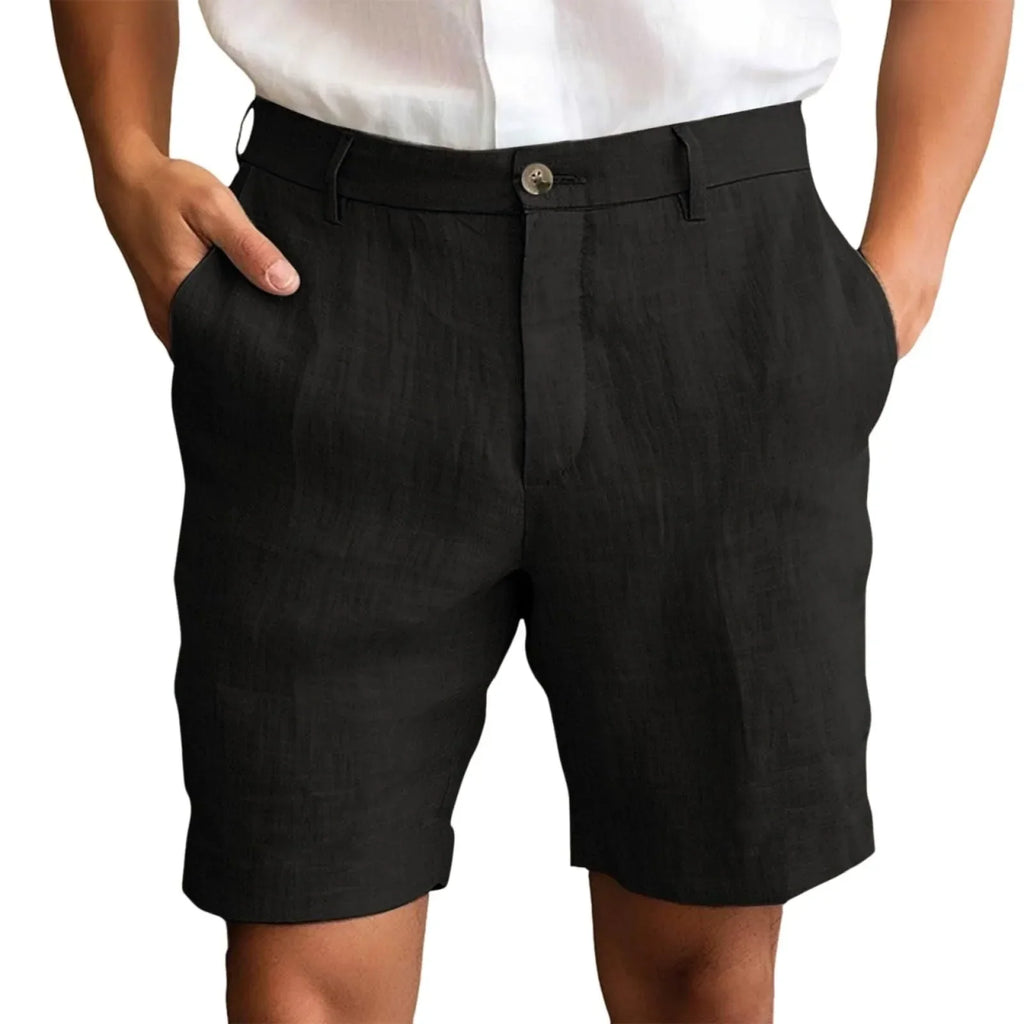 Tailored Fit Textured Shorts with Button Fly Closure
