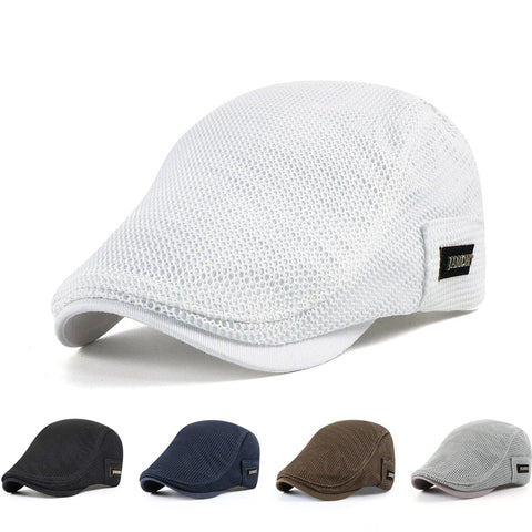 Breathable Mesh Newsboy Cap with Structured Panel Design