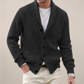 Men’s Shawl Collar Ribbed Knit Button Cardigan
