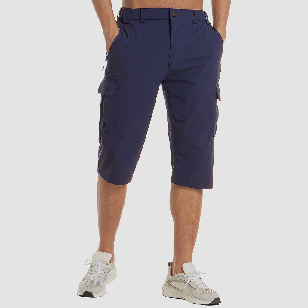 Short cargo séchant rapidement, sous le genou, avec poche zippée