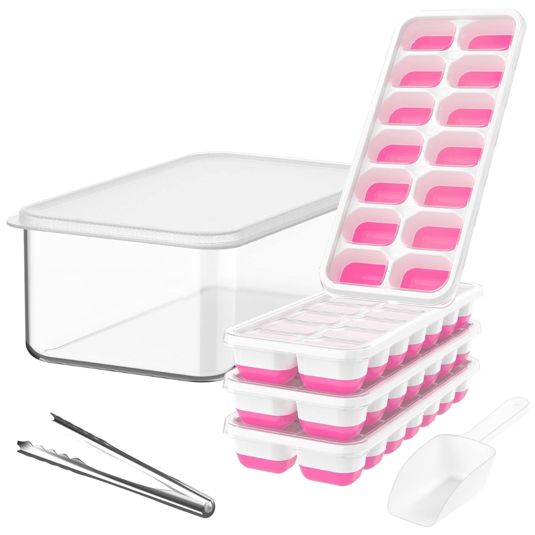 Stackable Ice Cube Tray Set with Storage Bin and Scoop