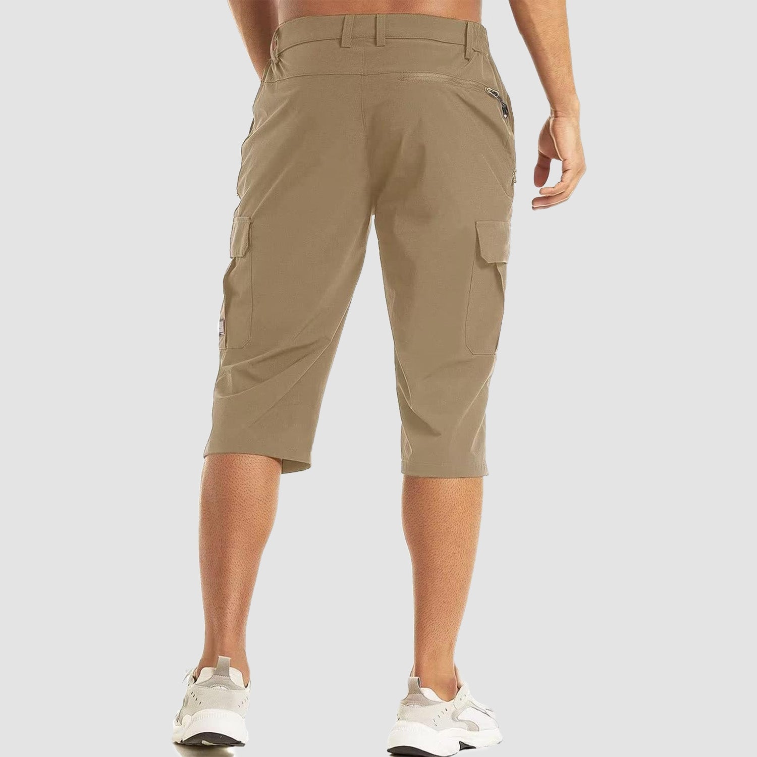 Quick-Dry Below-Knee Cargo Shorts with Zip Pocket