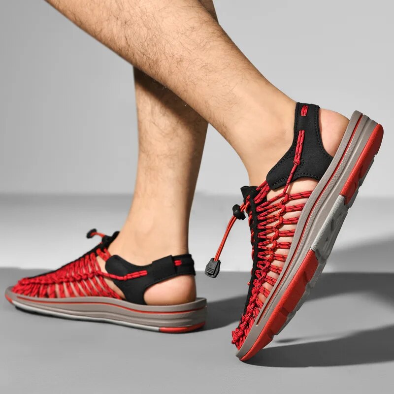 Woven Cord Closed-Toe Sport Sandals with Grip Sole
