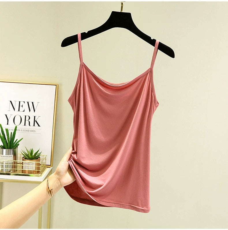 Women's Scoop Neck Spaghetti Strap Jersey Cami Top