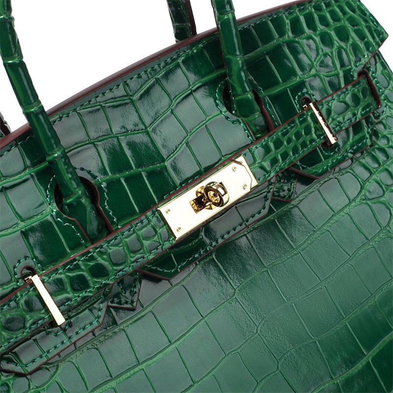 Structured Turn-Lock Tote Bag with Padlock Detail