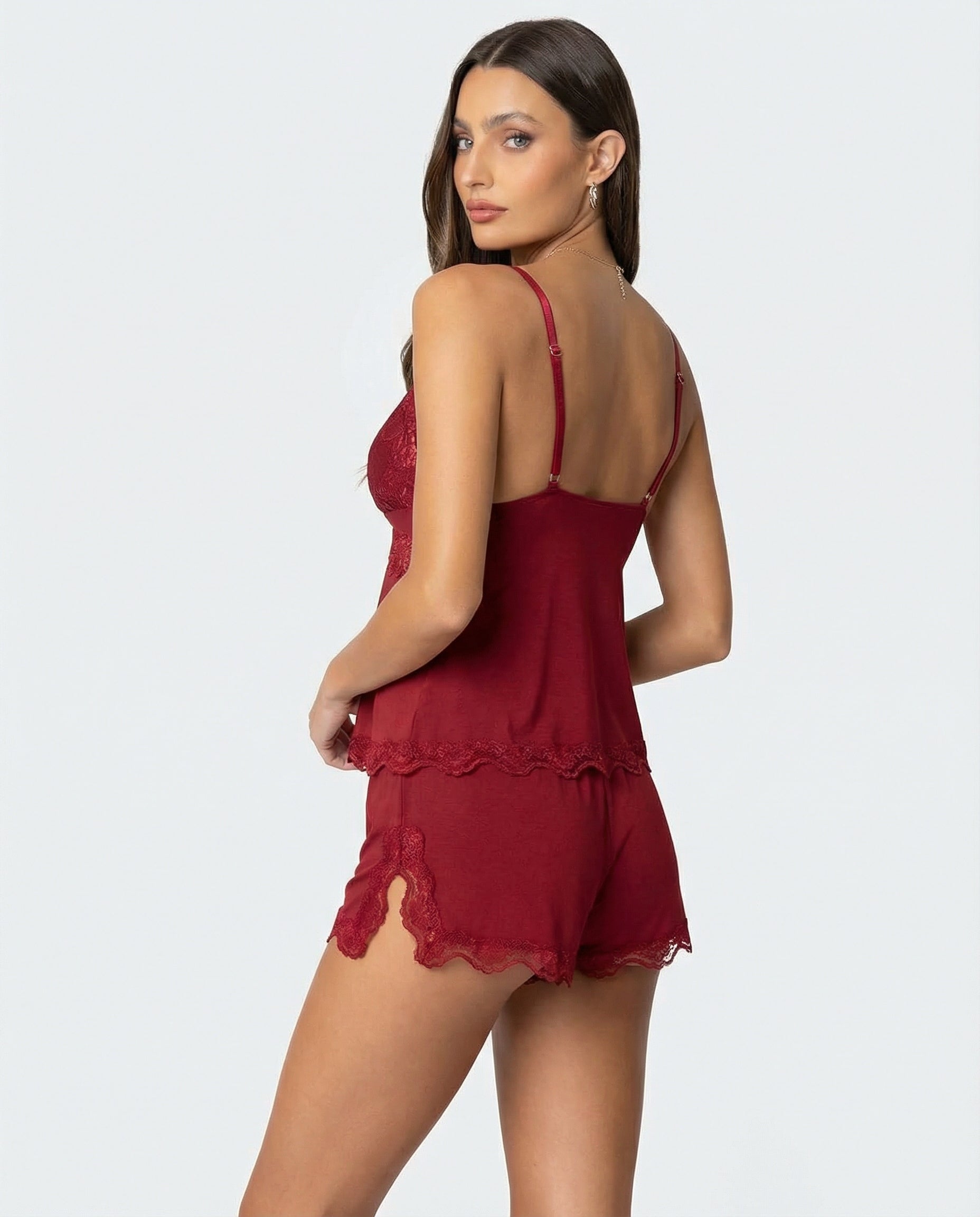 Cami Set – Lace Trim Shorts Sleepwear Style