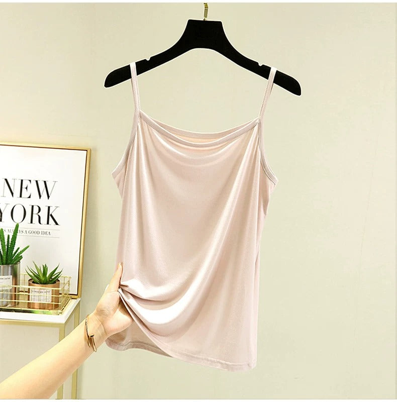 Women's Scoop Neck Spaghetti Strap Jersey Cami Top