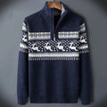 Pull à demi-zip pour homme, motif jacquard Fair Isle avec rennes