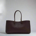 Women's Woven Leather Structured Tote Bag