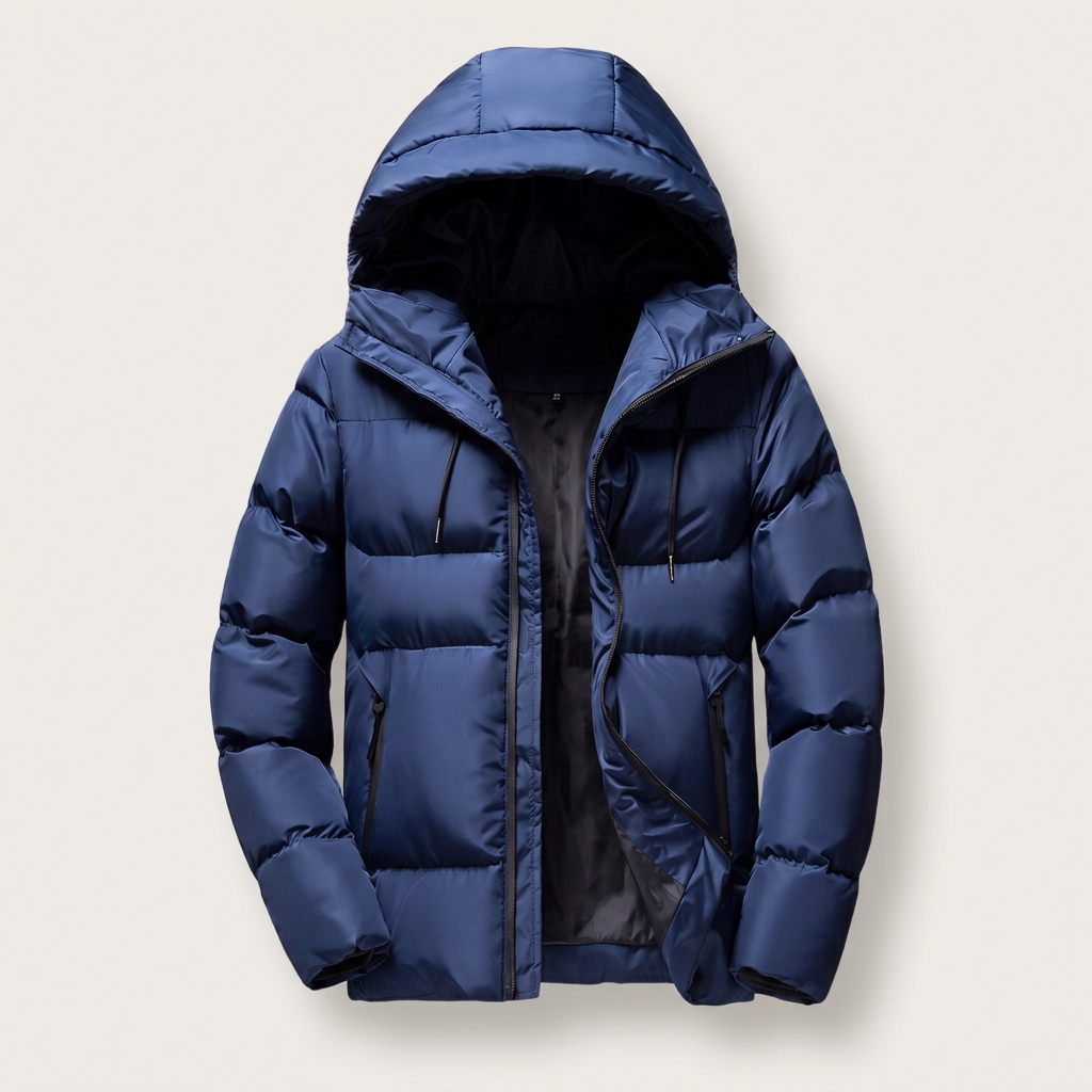 Men's Hooded Channel Quilted Puffer Jacket