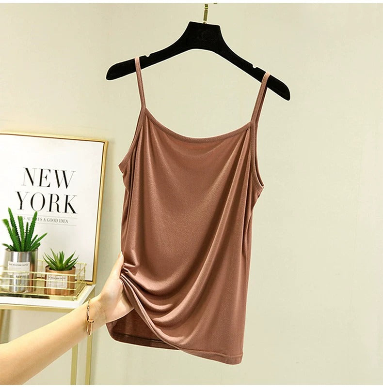 Women's Scoop Neck Spaghetti Strap Jersey Cami Top