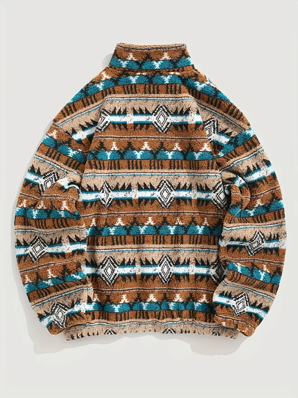 Men's Aztec Print Sherpa Fleece Quarter-Zip Pullover