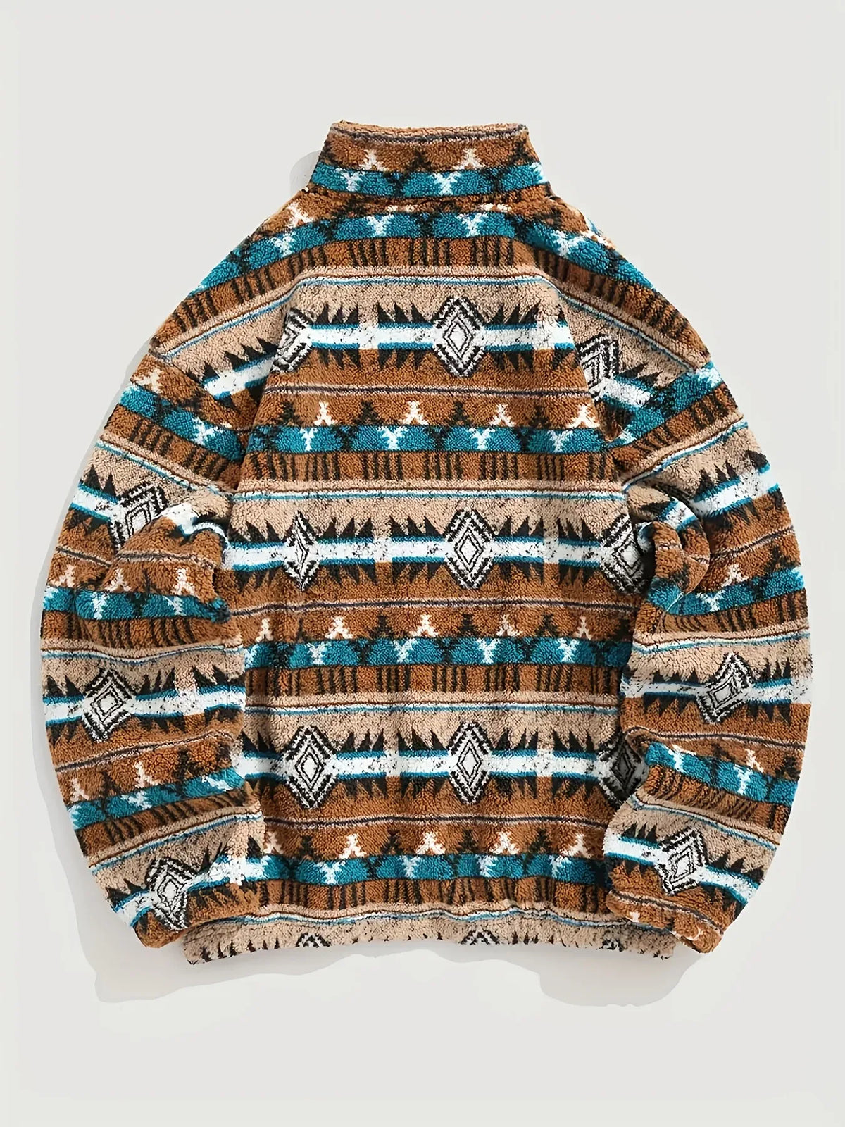 Men's Aztec Print Sherpa Fleece Quarter-Zip Pullover