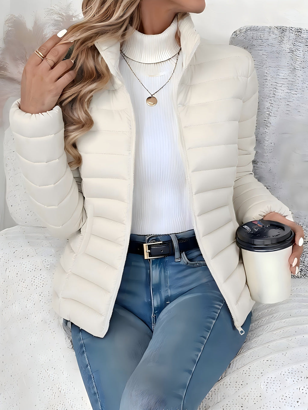 Women’s Lightweight Quilted Stand Collar Puffer Jacket