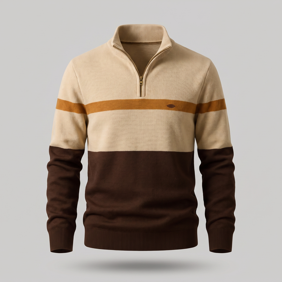 Pull en maille pour homme à empiècements color-block et fermeture quart de zip
