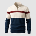 Pull en maille pour homme à empiècements color-block et fermeture quart de zip