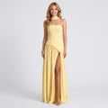 Strapless Maxi Dress – Scarf Neck Split Front Style