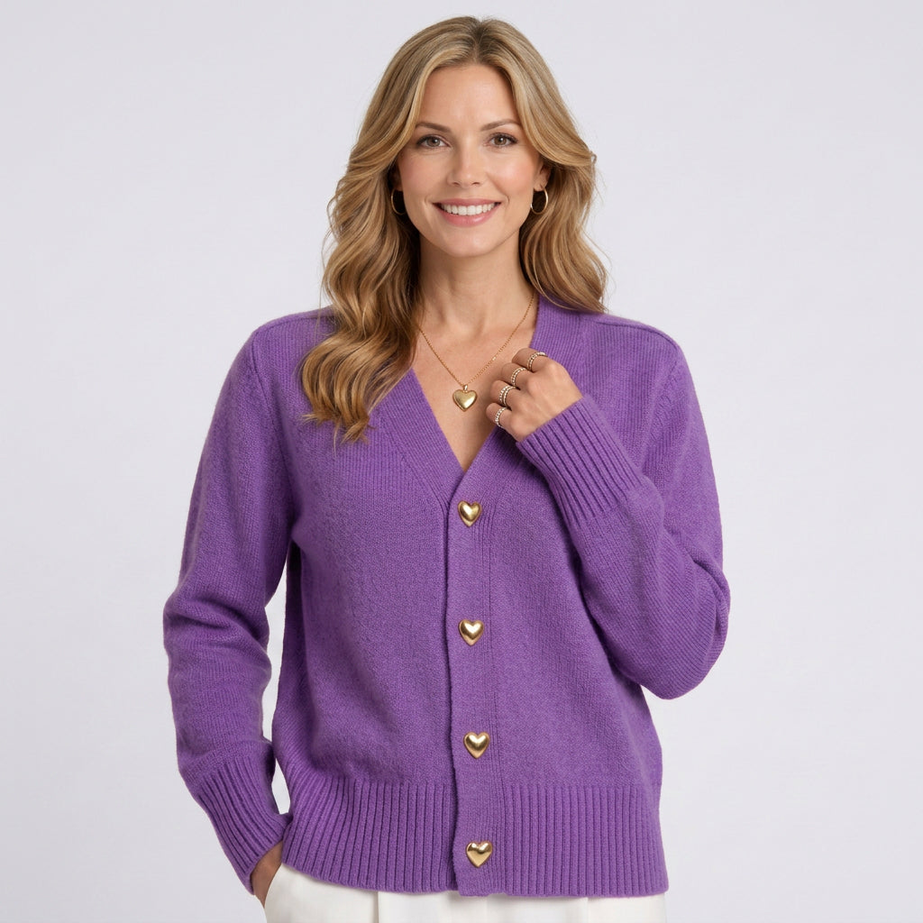 V-Neck Cardigan – Button Front Soft Knit Style