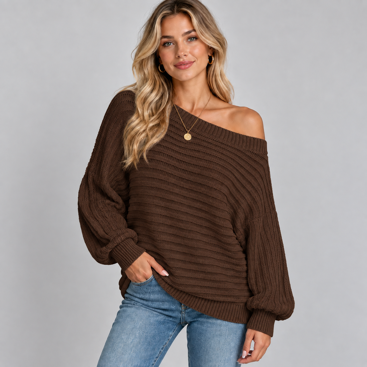 Women's Off-Shoulder Oversized Knit Sweater