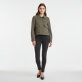 Women's Cropped Utility Jacket with Flap Pockets