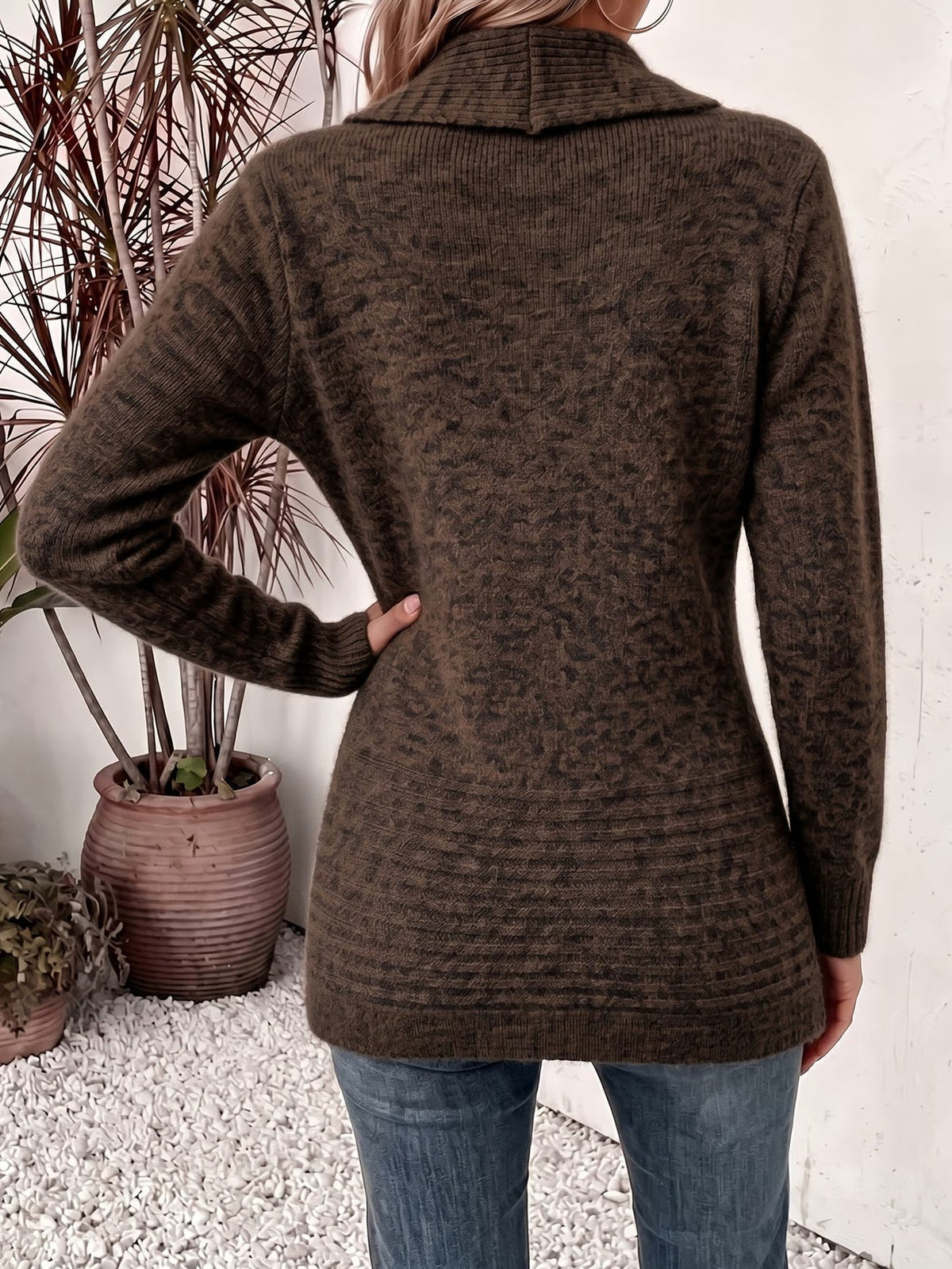 Women’s Shawl Collar Open Front Knit Cardigan