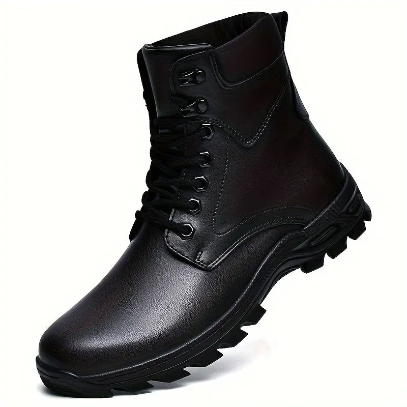 Men's Padded Collar Lace-Up Lug Sole Ankle Boots