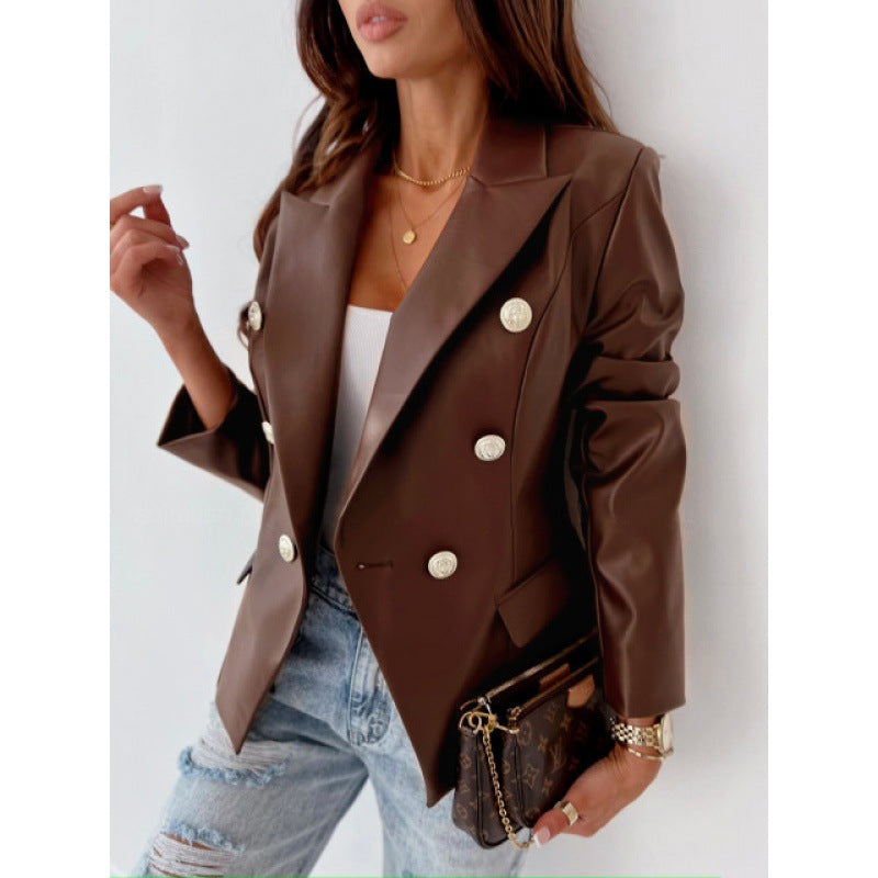 Women's Double-Breasted Button Tailored Blazer
