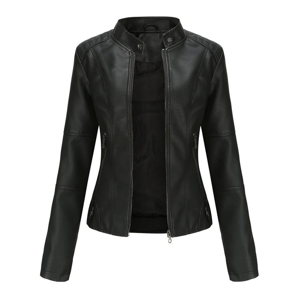 Women's Zip-Up Moto Style Fitted Jacket