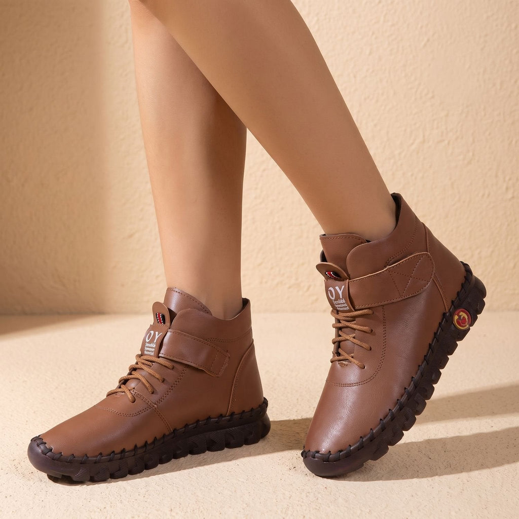 Women’s Hand-Stitched Look Lace-Up Strap Comfort Ankle Boots